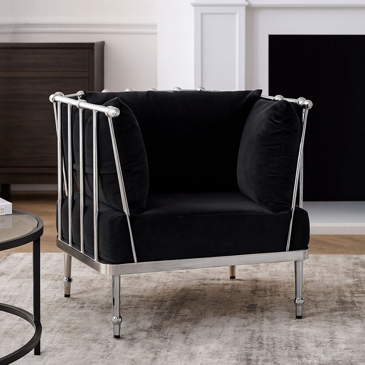 Novo Chair With Silver Finish Tapered Arms