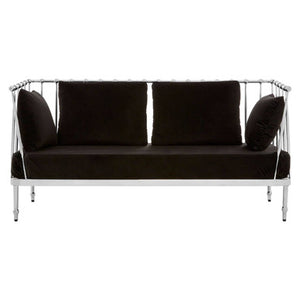Novo 2 Seat Silver Finish Tapered Arms Sofa