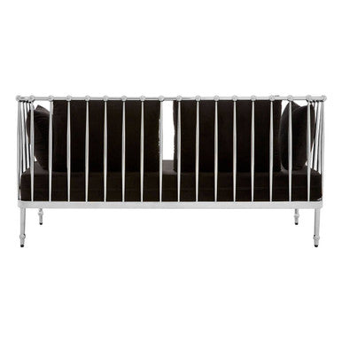 Novo 2 Seat Silver Finish Tapered Arms Sofa