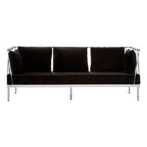 Novo 3 Seat Silver Finish Tapered Arms Sofa