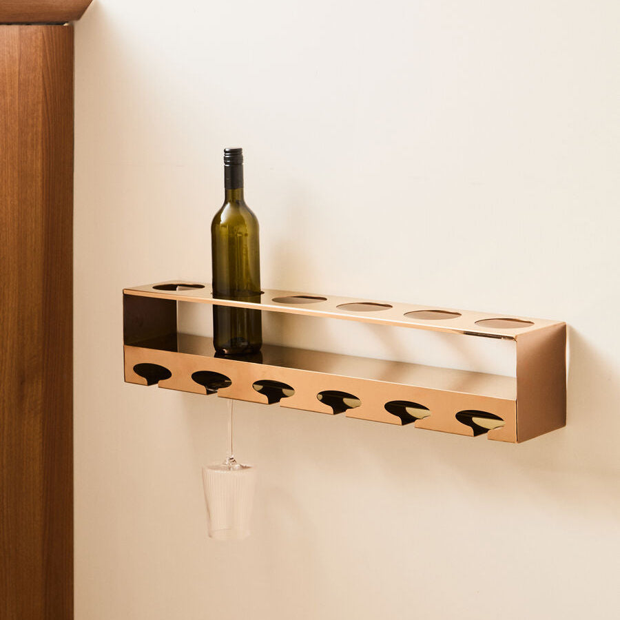 Novo 6 Bottle Rose Gold Finish Wine Rack
