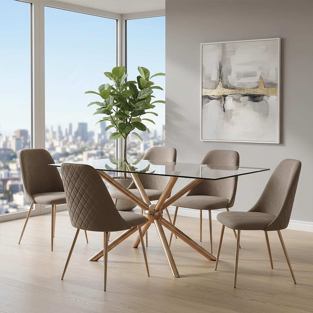 Novo Rectangular Rose Gold Dining Table
