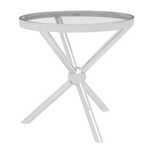 Novo Clear Glass and Silver Finish Side Table