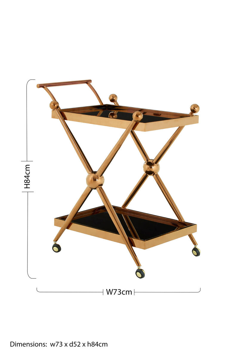 Novo 2 Tier Rose Gold And Cross Design Trolley