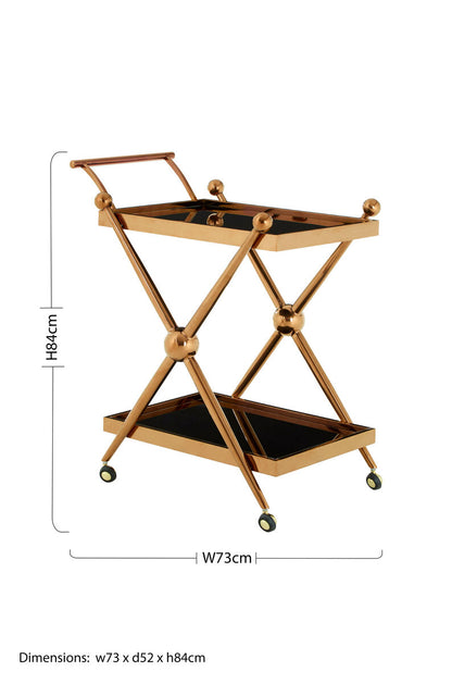 Novo 2 Tier Rose Gold And Cross Design Trolley