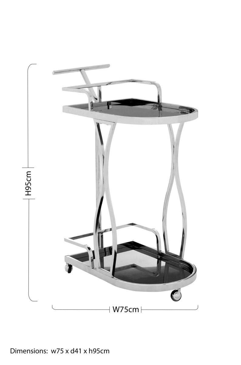Novo 2 Tier Silver Wavy Design Trolley - Image 6
