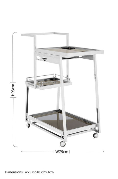 Novo 3 Tier Silver Finish Trolley