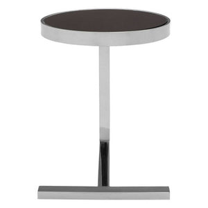 Novo Black Glass and Silver Finish Side Table