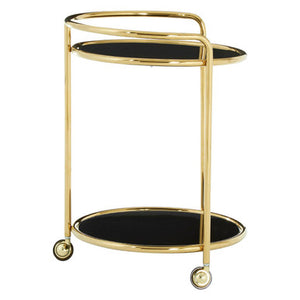 Novo Black Glass 2 Tier Trolley with Gold Finish Frame