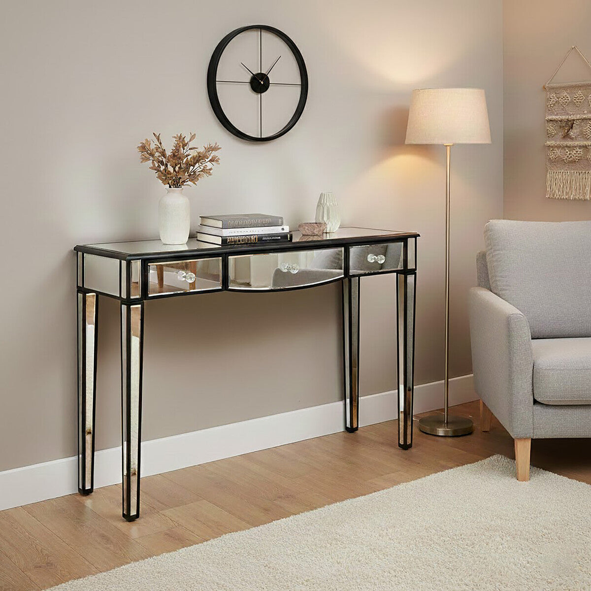 Graciela 3 Drawer Console Table With Mirror Frame