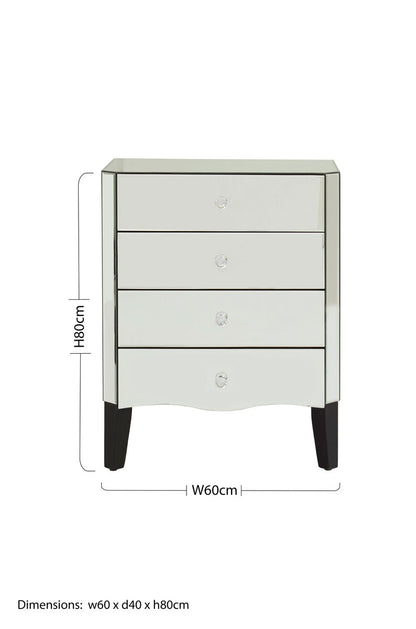 Gabriella Mirrored Chest of 4 Drawers
