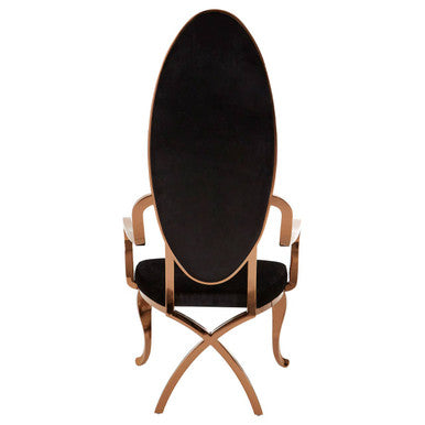 Novara Black Velvet And Rose Gold Baroque Chair