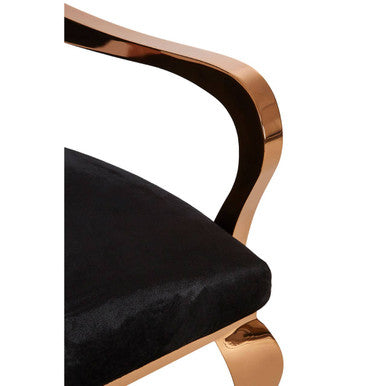 Novara Black Velvet And Rose Gold Baroque Chair