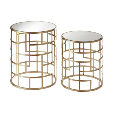Set Of 2 Avantis Champagne Frame Tables