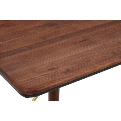 Kenso Walnut Wood And Brass Finish Base Dining Table - Image 5