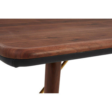 Kenso Walnut Wood And Brass Finish Base Dining Table - Image 6