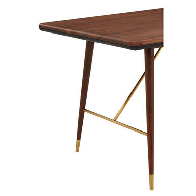 Kenso Walnut Wood And Brass Finish Base Dining Table - Image 7