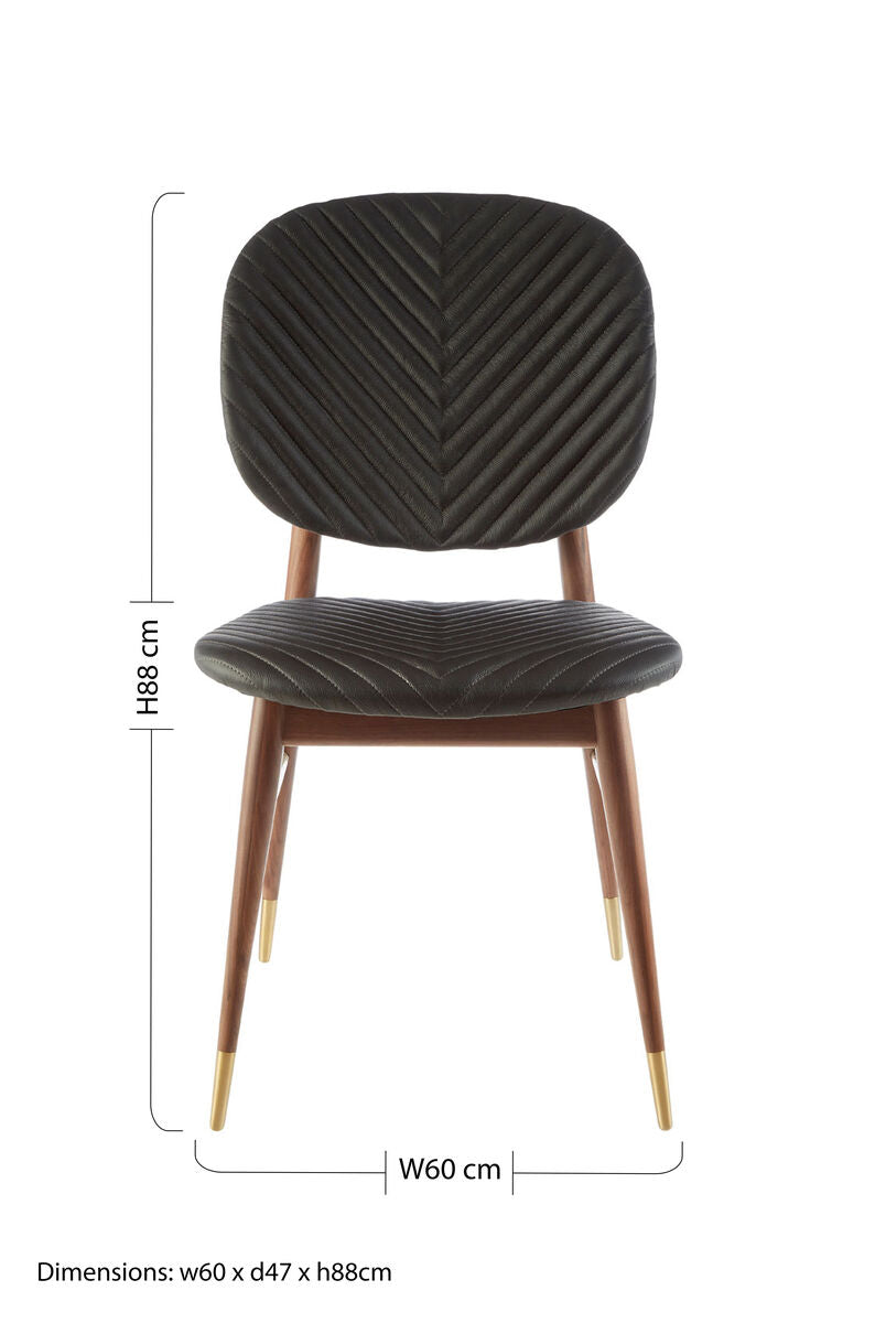 Kenso Black Leather and Walnut Wood Dining Chair - Image 9