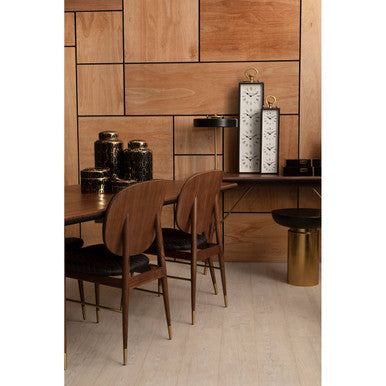 Kenso Black Leather and Walnut Wood Dining Chair - Image 6