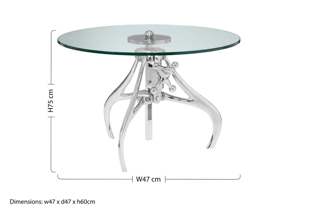 Maxi Crank Mechanism Metal And Glass Table