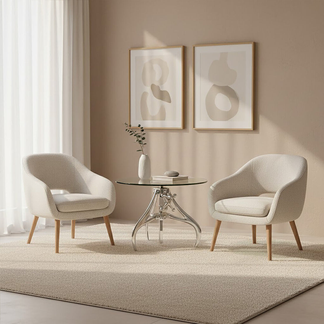 Maxi Crank Mechanism Metal And Glass Table