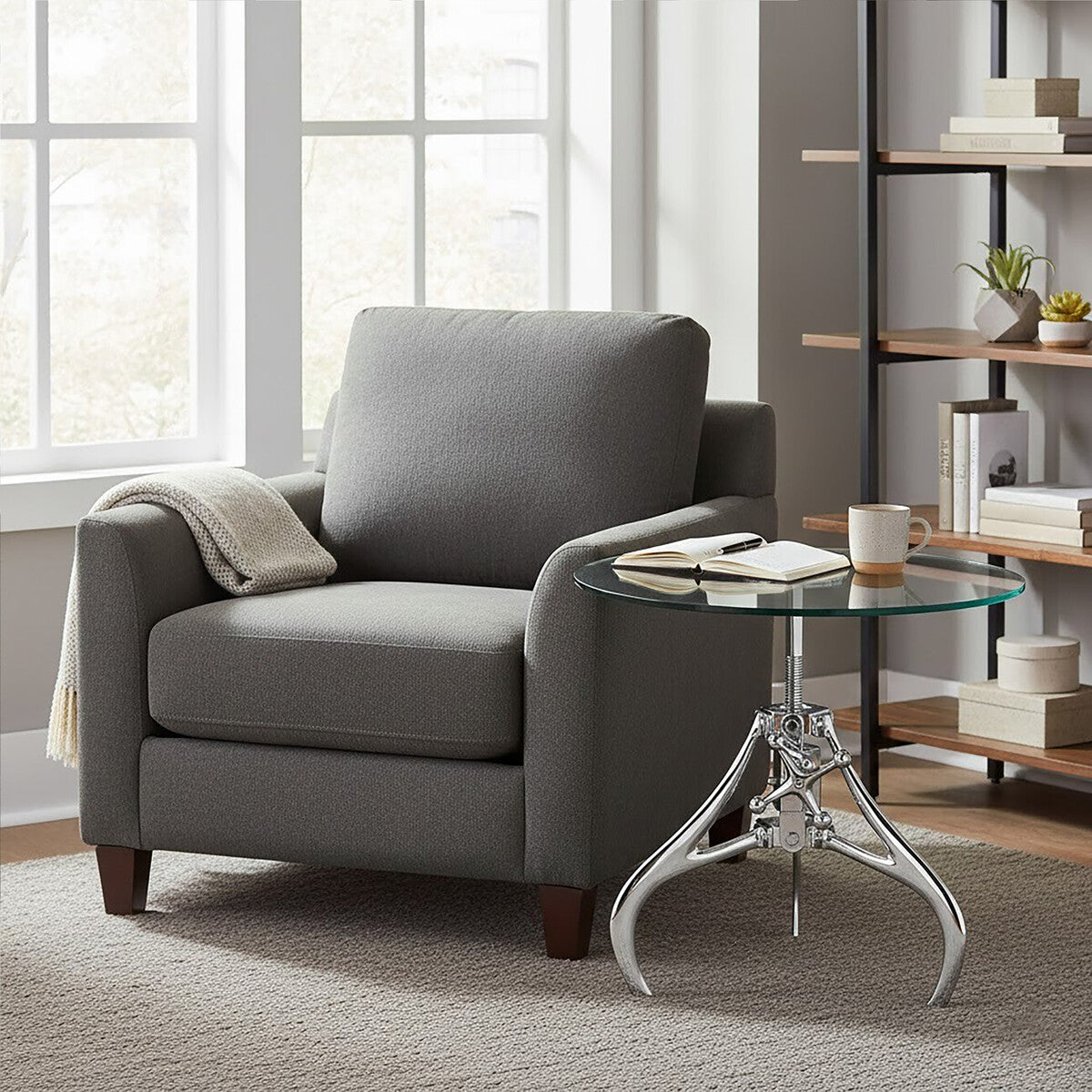 Maxi Crank Mechanism Metal And Glass Table