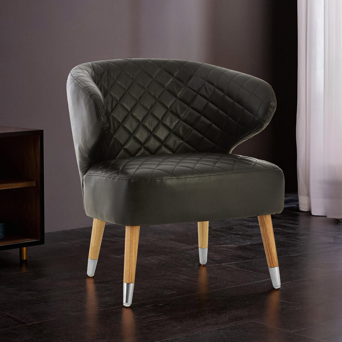 Richy Black Leather Effect Accent Chair