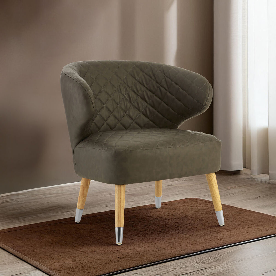 Richy Brown Leather Effect Accent Chair