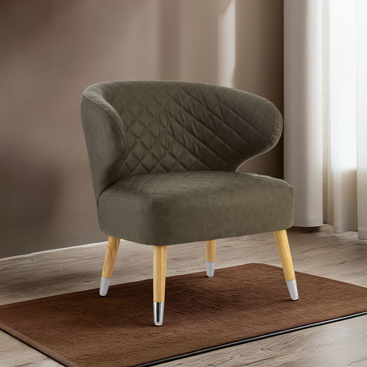 Richy Brown Leather Effect Accent Chair