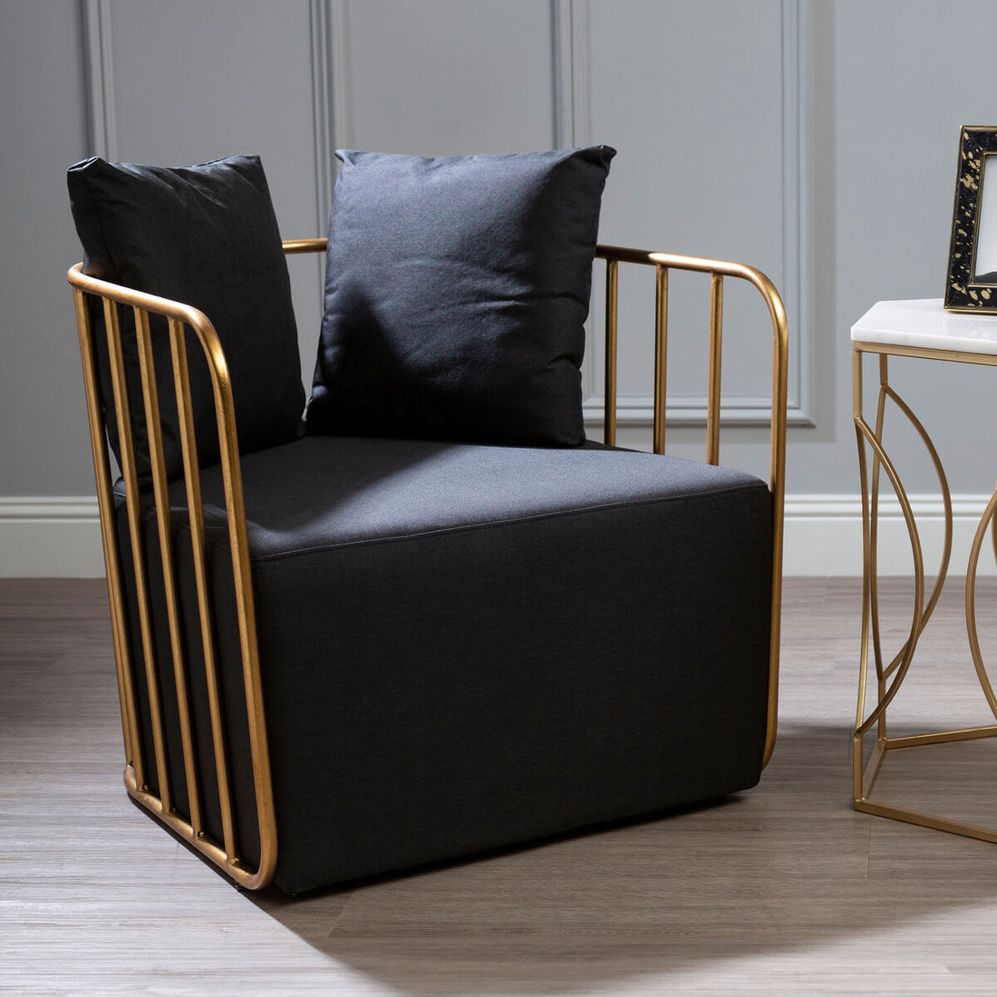 Rosina Black Linen Chair