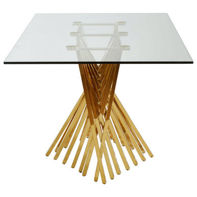 Arezzo Glass Top Dining Table With Gold Polished Frame