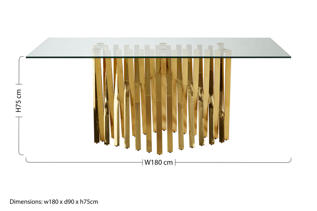 Arezzo Glass Top Dining Table With Gold Polished Frame