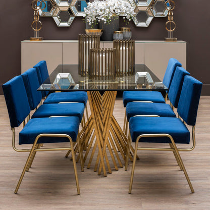 Arezzo Glass Top Dining Table With Gold Polished Frame