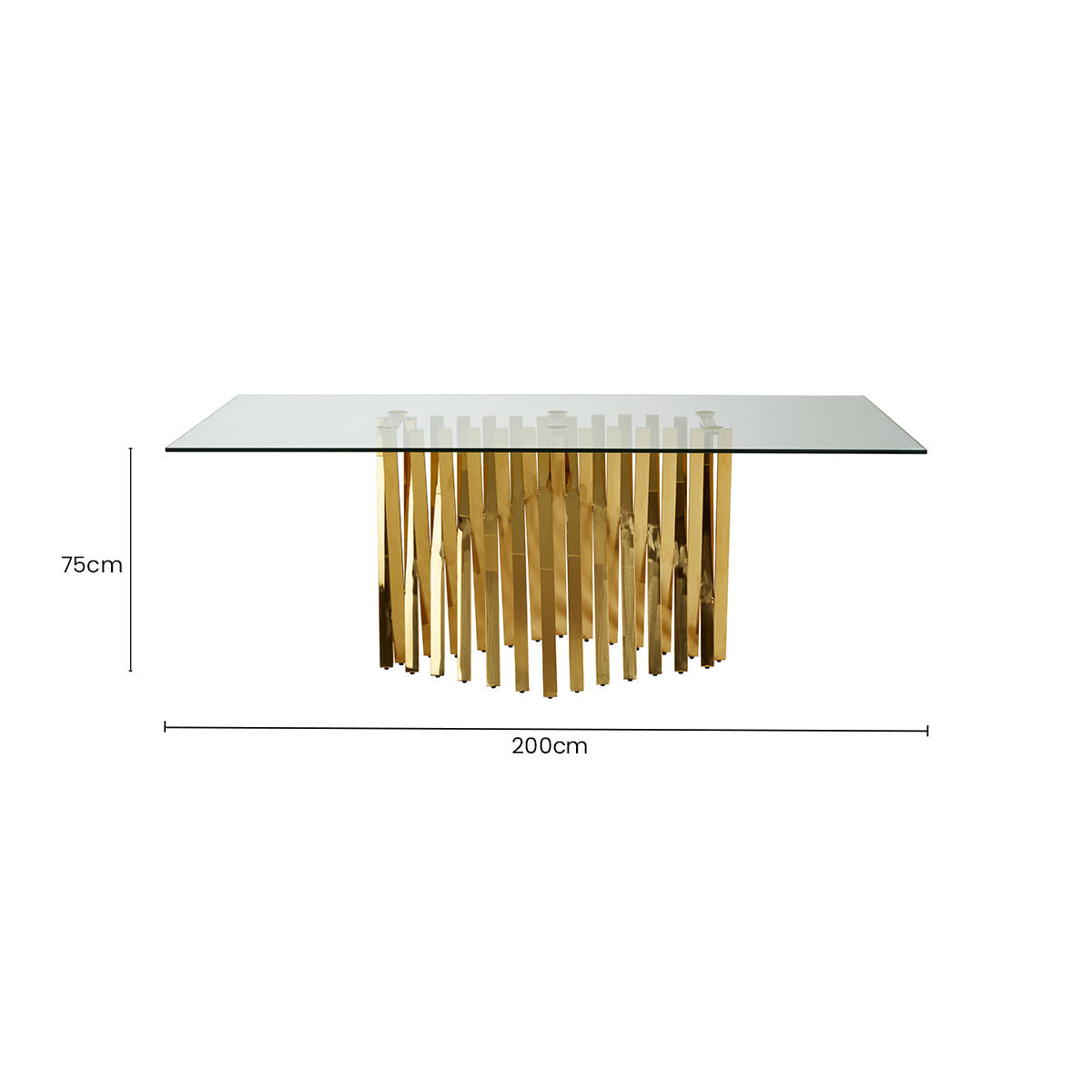 Clear Tempered Glass Top with Gold Stainless Steel Frame, Arezzo