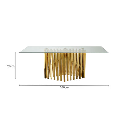Clear Tempered Glass Top with Gold Stainless Steel Frame, Arezzo