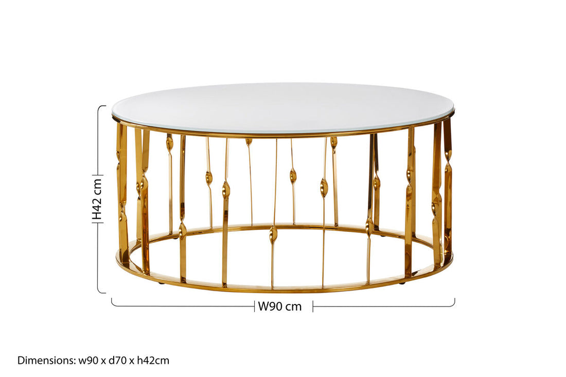 Arezzo Round Coffee Table With Gold Finish Frame - Image 7