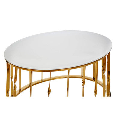 Arezzo Round Coffee Table With Gold Finish Frame - Image 4