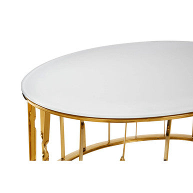 Arezzo Round Coffee Table With Gold Finish Frame - Image 5