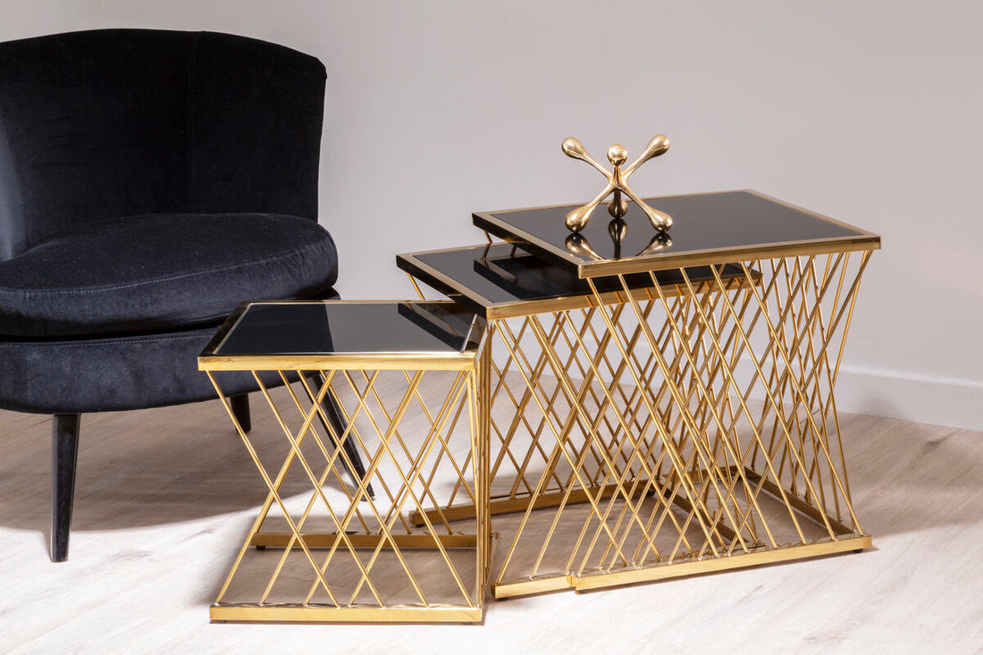 Arezzo Gold and Black Set Of 3 Nesting Tables - Image 3