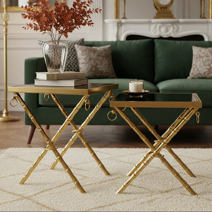 Arezzo Gold and Black Set Of 2 Nesting Tables