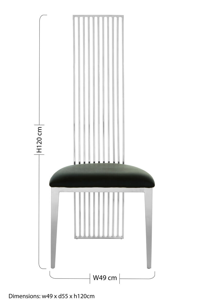 Eliza Silver Finish High Back Dining Chair