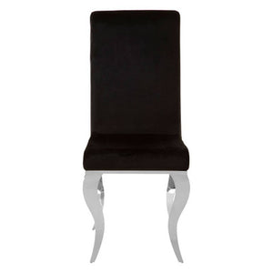 Eliza Black Velvet Dining Chair With Silver Frame