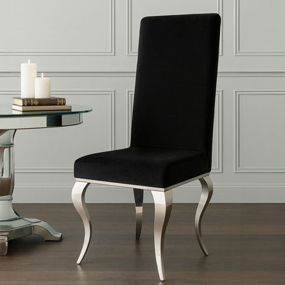 Eliza Black Velvet Dining Chair With Silver Frame