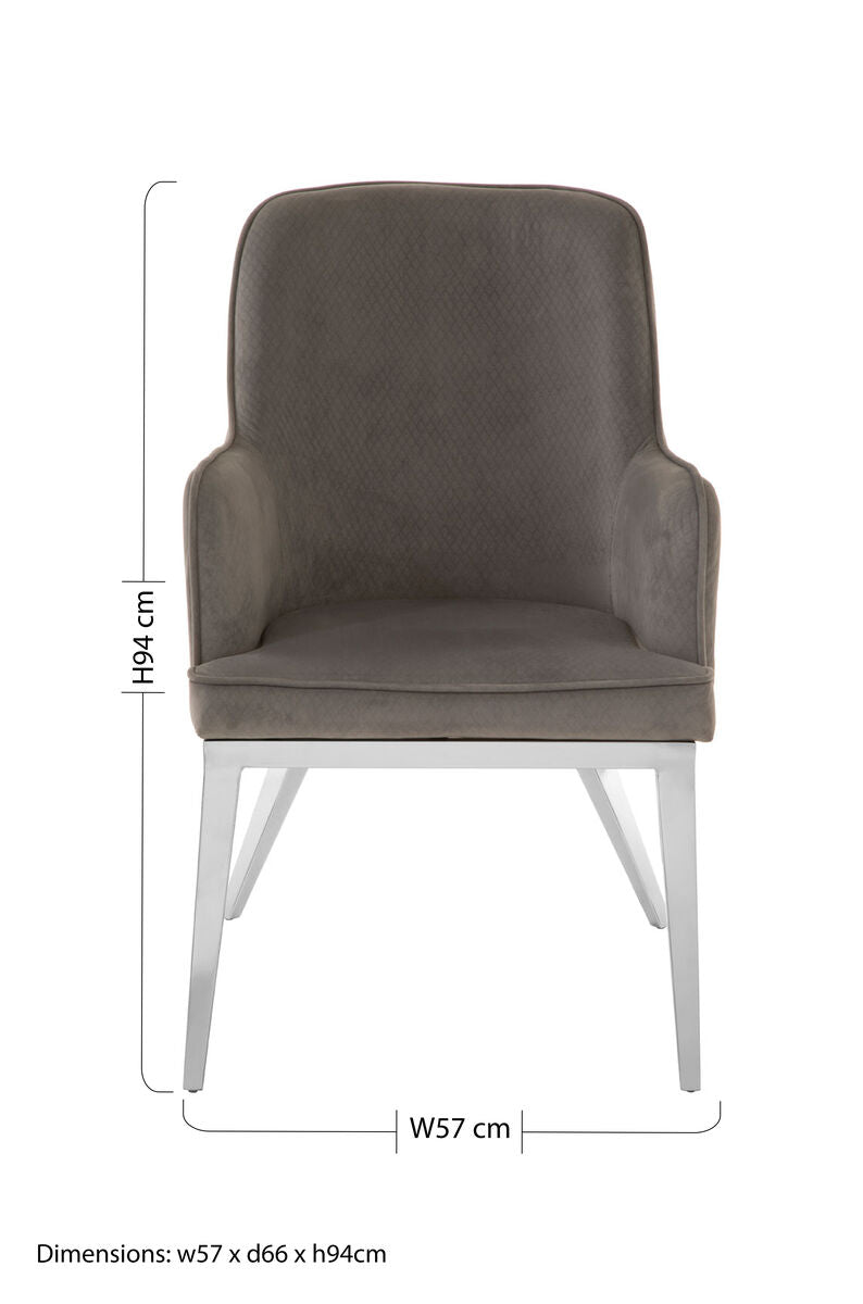 Eliza Grey Velvet Dining Chair With Silver Finish Legs - Image 13