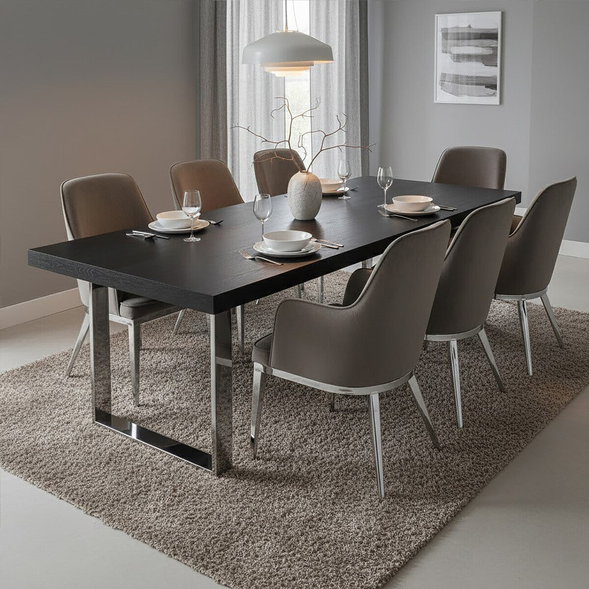 Eliza Grey Velvet Dining Chair With Silver Finish Legs