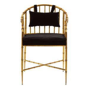 Monroe Black Velvet and Gold Finish Bamboo Design Armchair