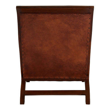 Inca Brown Leather Lounge Chair with Footstool - Image 6