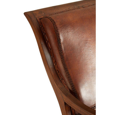Inca Brown Leather Lounge Chair with Footstool - Image 7