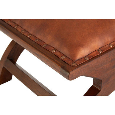 Inca Brown Leather Lounge Chair with Footstool - Image 9