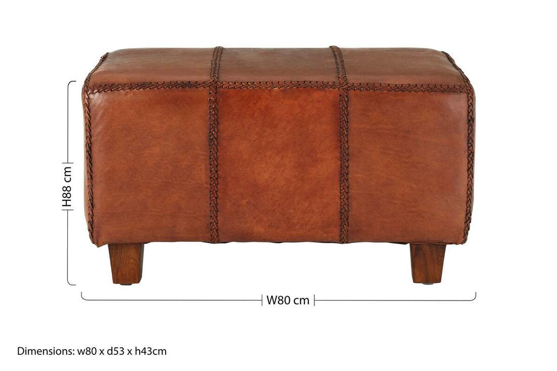 Inca Leather Bench With Teak Wood Legs